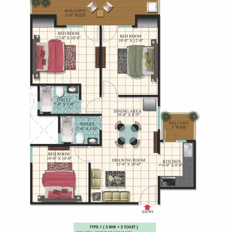 3bhk floor plan